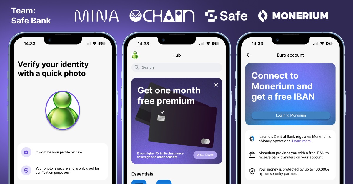 Safe Bank mobile banking interfaces